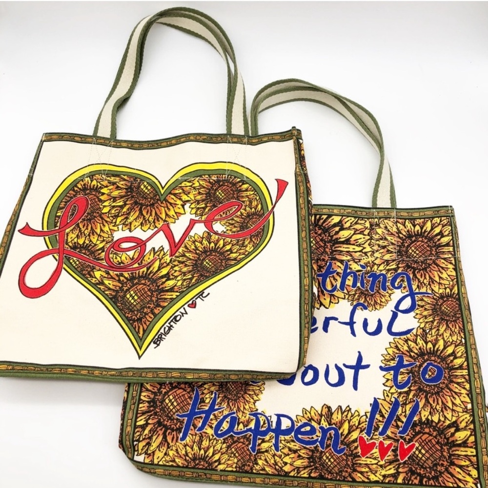 NWT BRIGHTON “Something Wonderful Is About To Happen Live Canvas Sunflower Tote - Picture 4 of 16